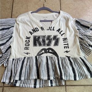 Pilcro Cream and Black Rock Graphic Tee